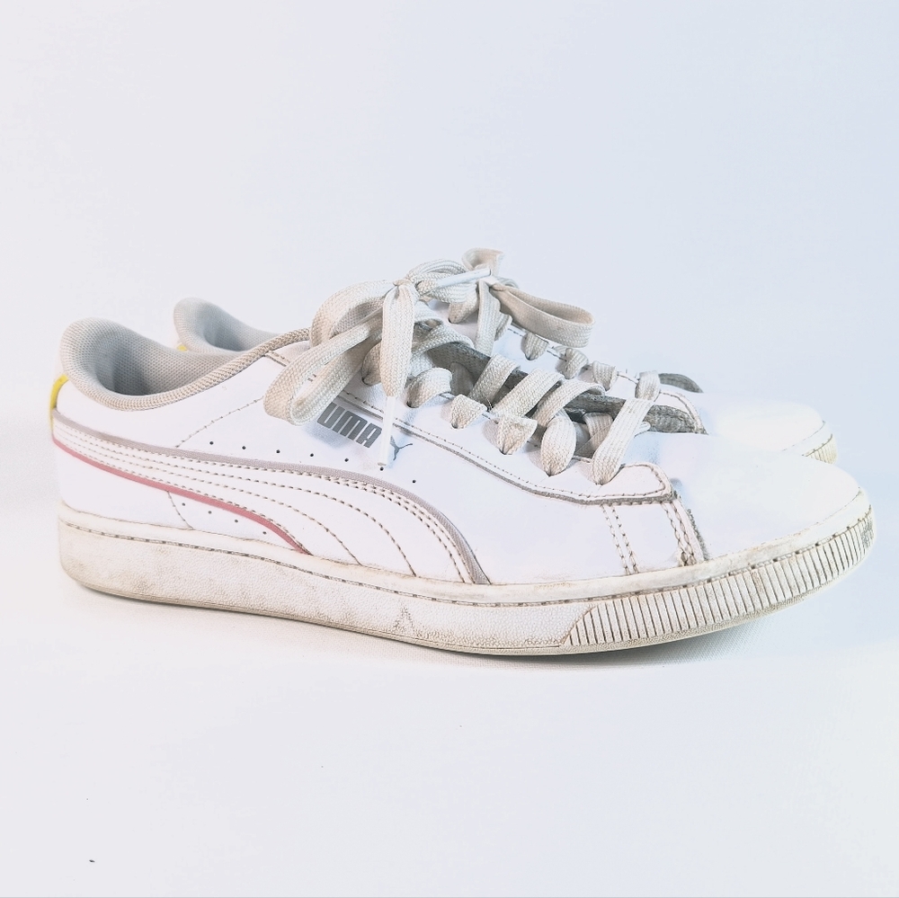 Puma Vikky V2 Women's Leather Sneakers Size 8 White Soft Foam Optimal Comfort